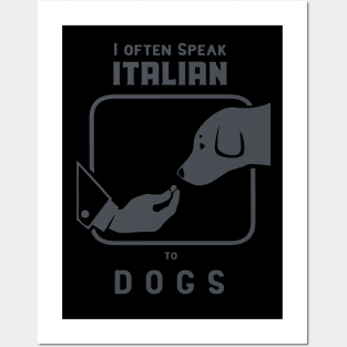 Funny Italian hand gesture and a dog, dark ink Posters and Art